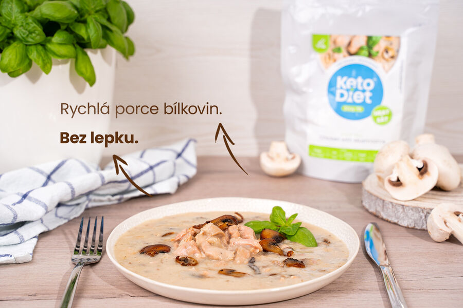 Hotové jídlo – kuře na žampionech