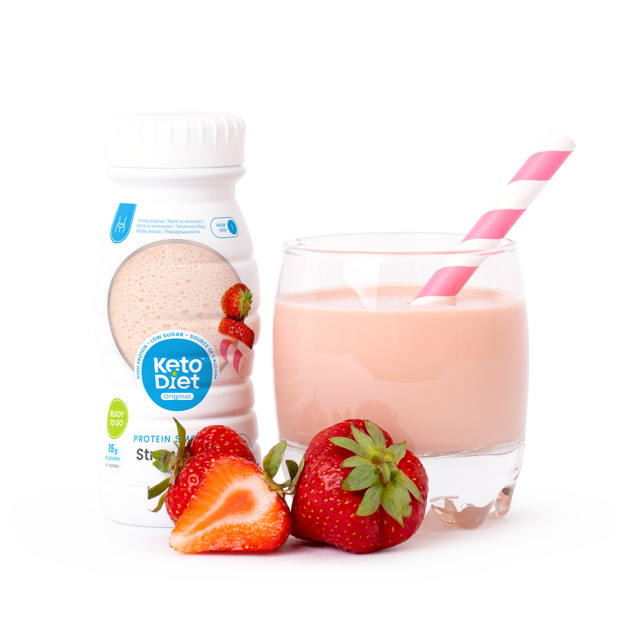 Proteínové smoothie – príchuť jahoda (200 ml – 1 porcia)