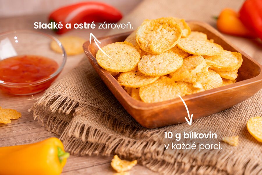 Proteinové chipsy – příchuť thajská sweet chilli