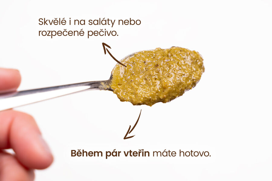 Proteinové bazalkové pesto