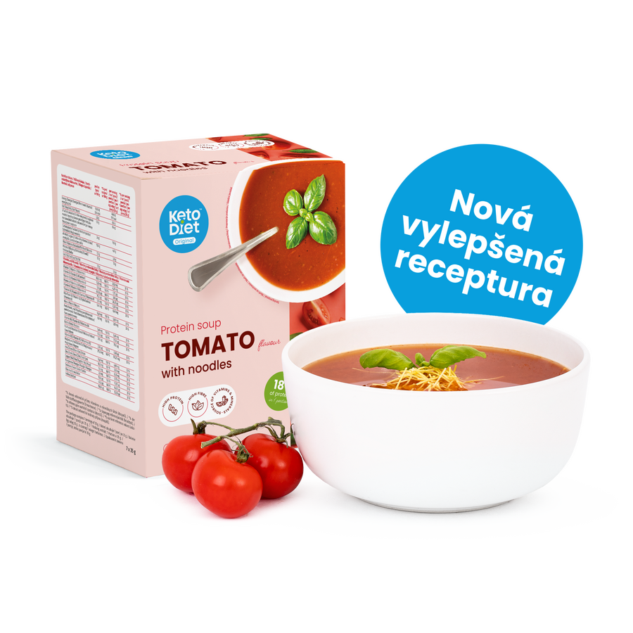 Proteinová polévka – rajčatová s nudlemi