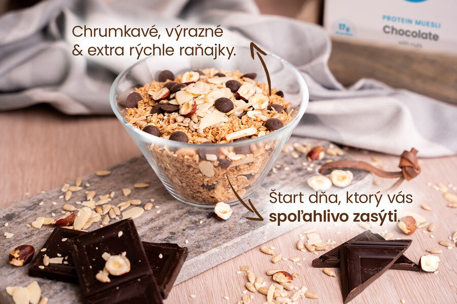 Proteínové čokoládové müsli s orechmi