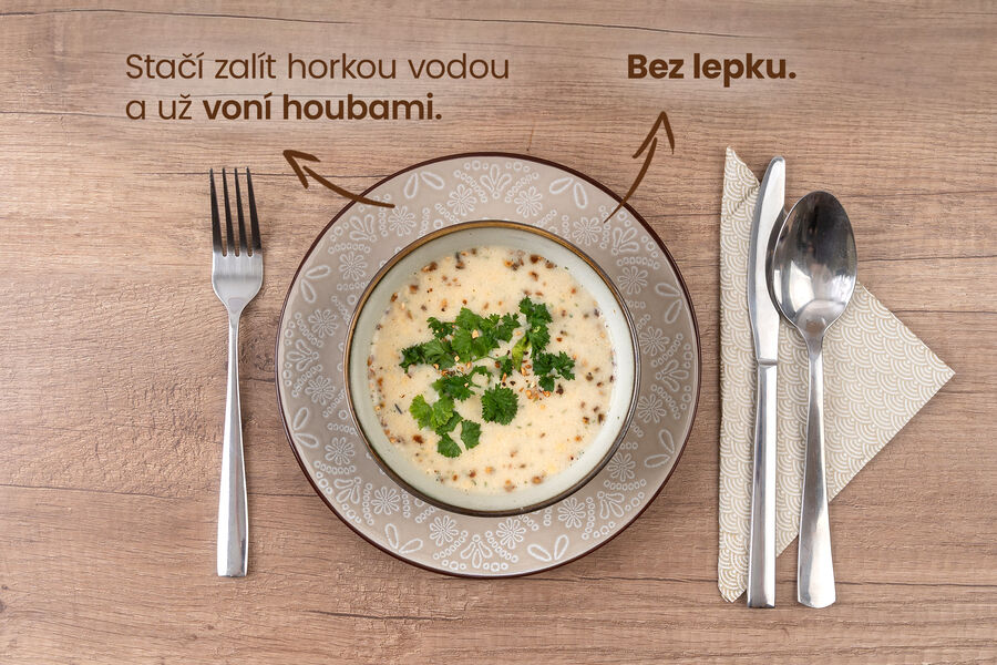 Proteinová polévka – příchuť houbová