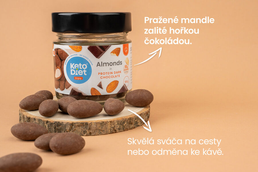 Mandle v proteinové hořké čokoládě