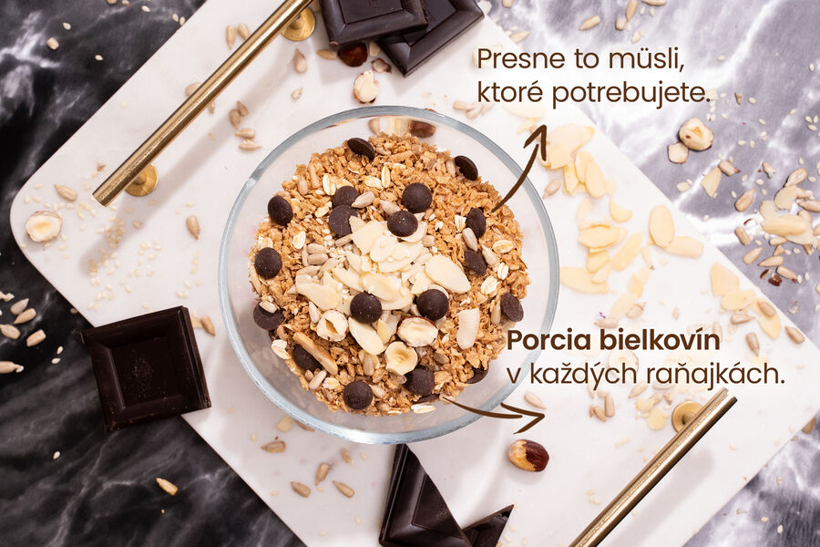 Proteínové čokoládové müsli s orechmi