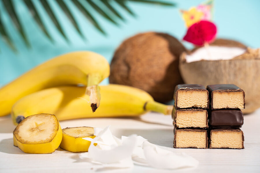Proteinové tyčinky – příchuť kokos-banán (14 ks – 7 porcí)
