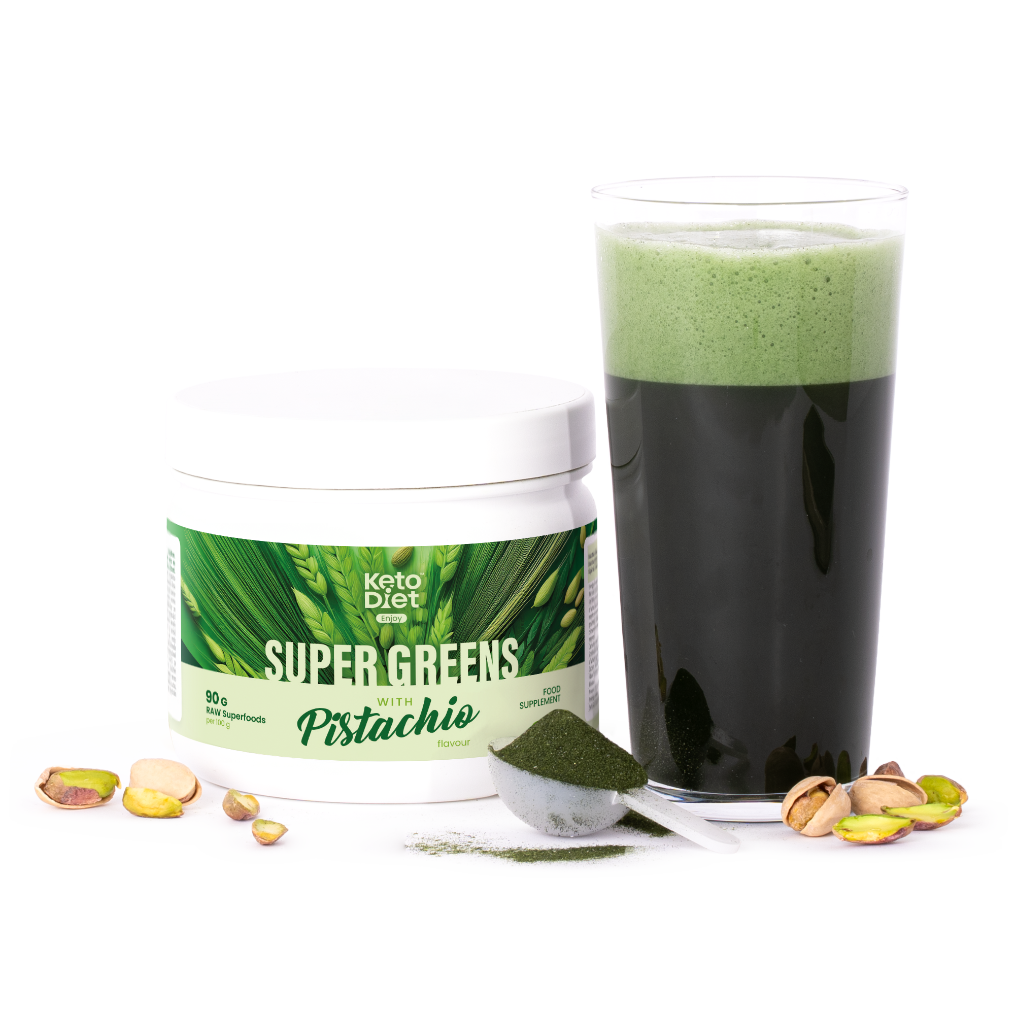 Super GREENS s pistáciovou příchutí – energie, imunita, detox (200 g – 30 dávek)