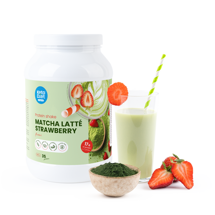 Proteínový nápoj – príchuť Matcha latté & jahoda