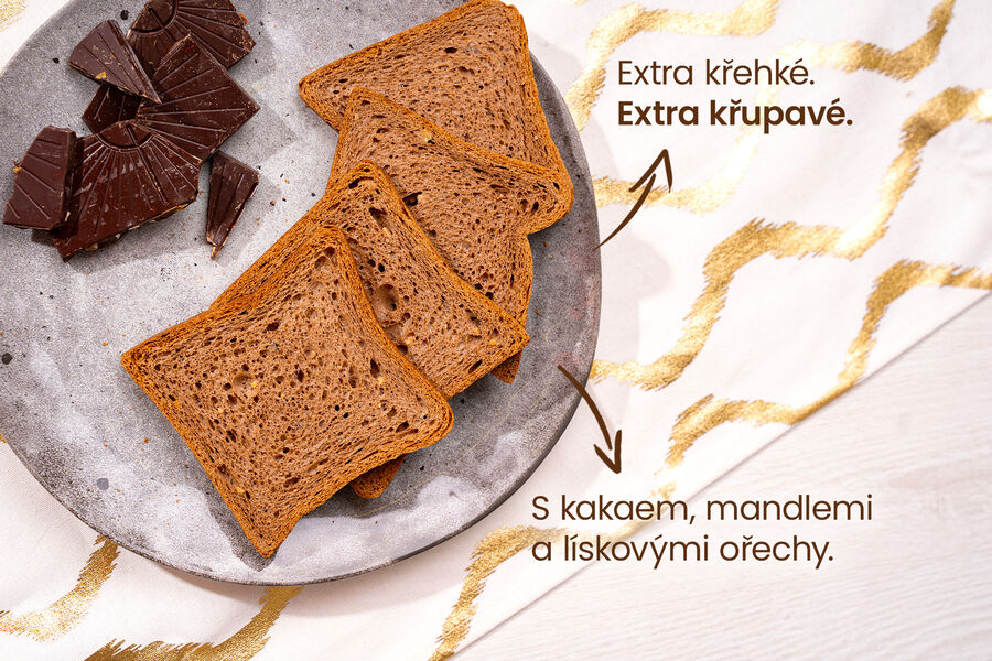 Proteinové sladké křupavé toasty – kakaové