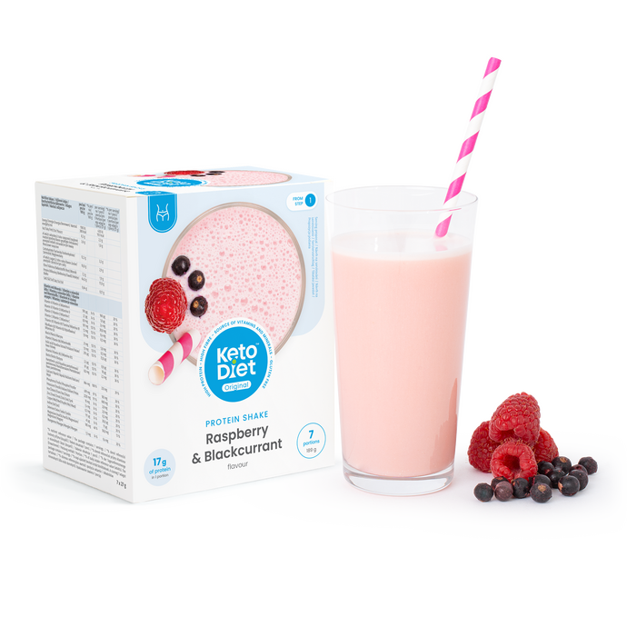 Proteínový nápoj – príchuť malina a čierne ríbezle (7 porcií)