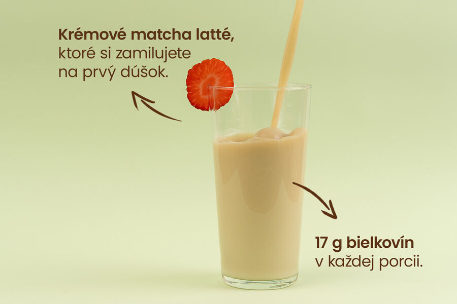 Proteínový nápoj – príchuť Matcha latté & jahoda