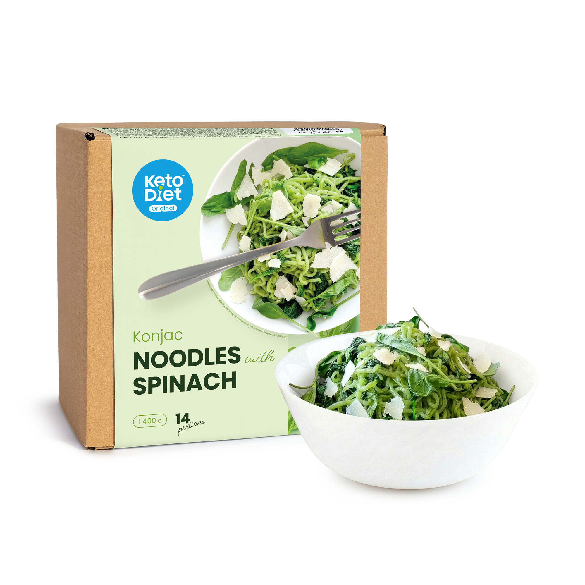Konjakové nudle se špenátem (14 porcí – 7× 200 g)