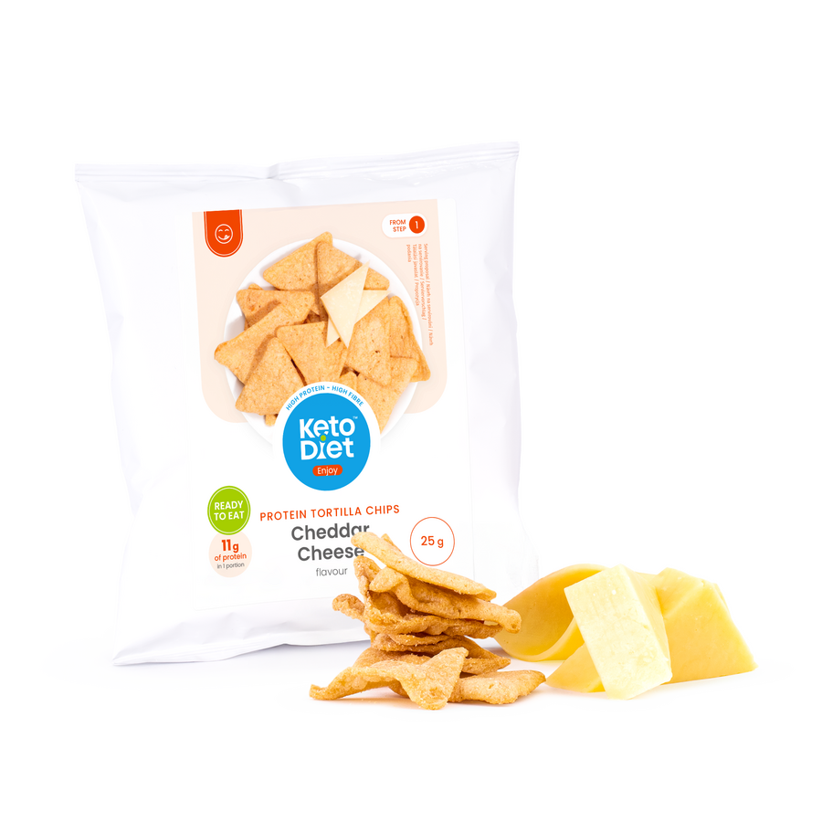 Proteinové tortilla chipsy – příchuť chedar
