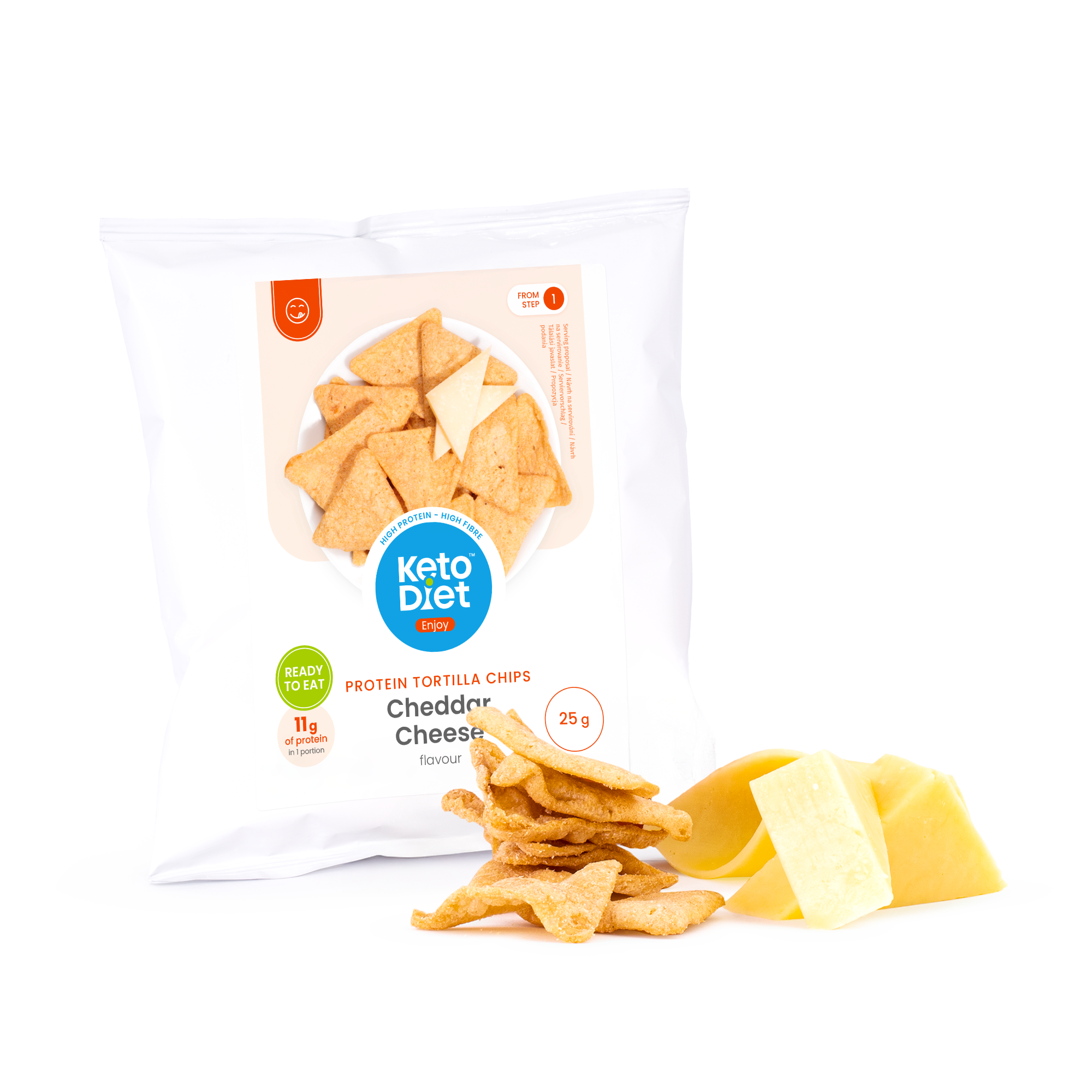 Proteinové tortilla chipsy - příchuť chedar (25 g)