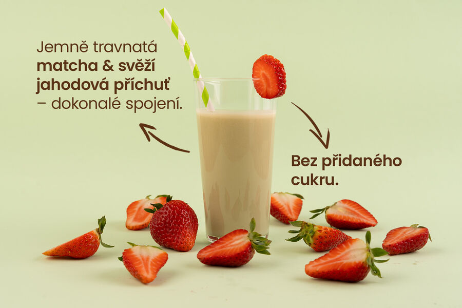 Proteinový nápoj – příchuť Matcha latté & jahoda