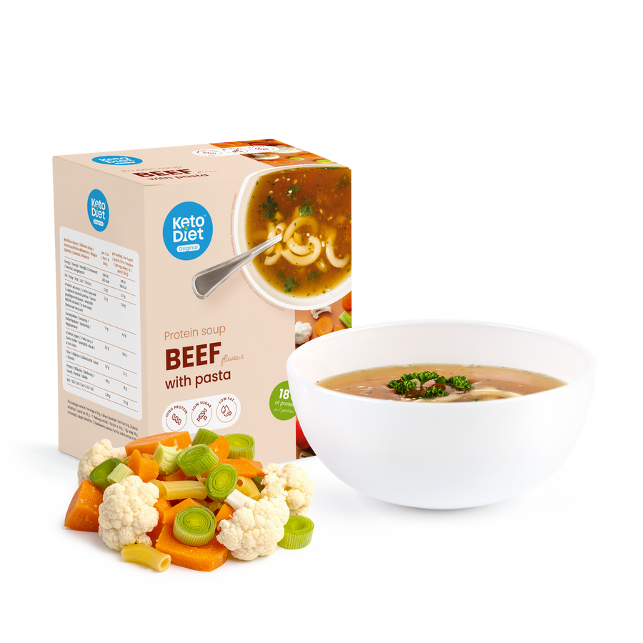 Proteínová polievka – hovädzia s cestovinami