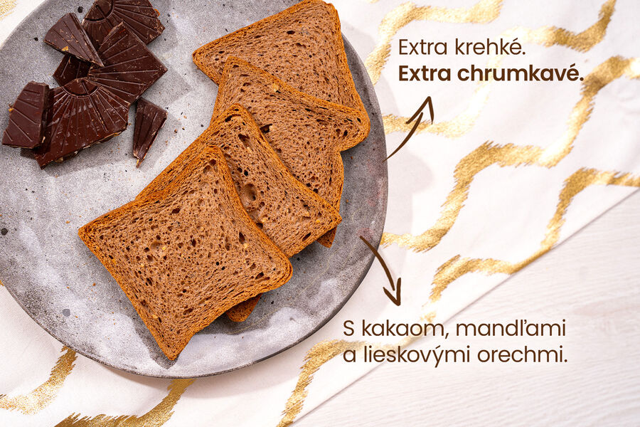 Proteínové sladké chrumkavé toasty – kakaové