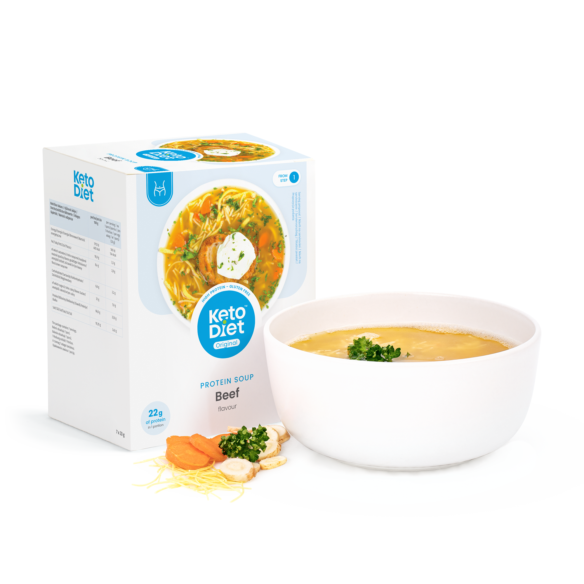Proteinová polévka – hovězí s nudlemi (7 porcí)