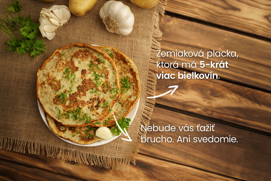 Proteínová omeleta – „zemiaková placka“ s cesnakom a majoránom